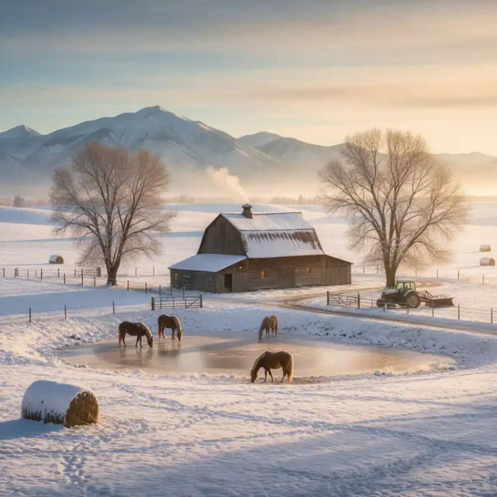 Winter farm scene