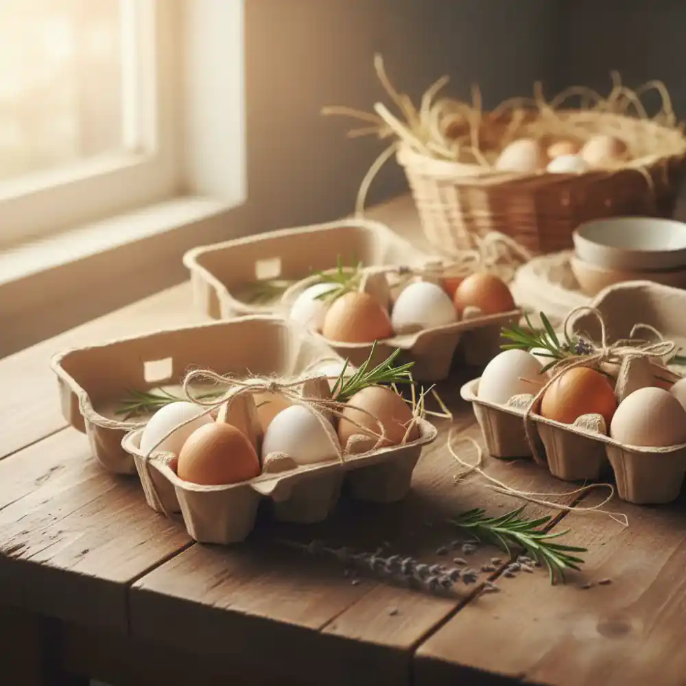 Beautifully packaged farm eggs in kraft cartons
